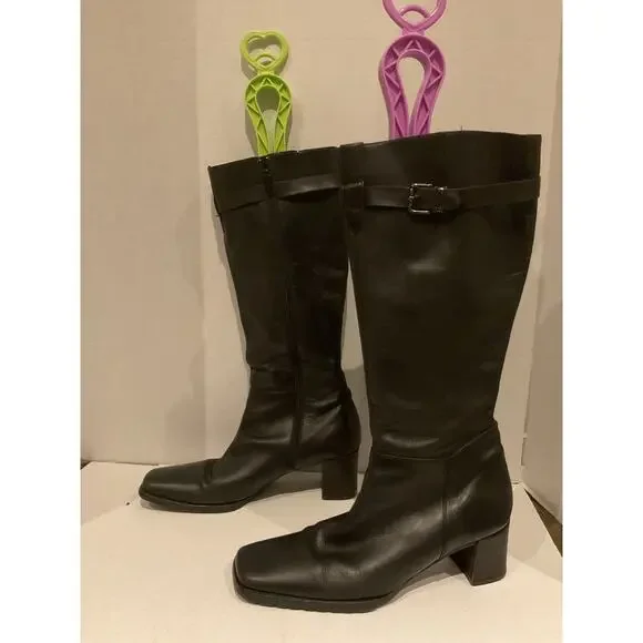 Via Spiga Italian Leather Knee High Heeled Boots -  9M - Picture 2 of 9